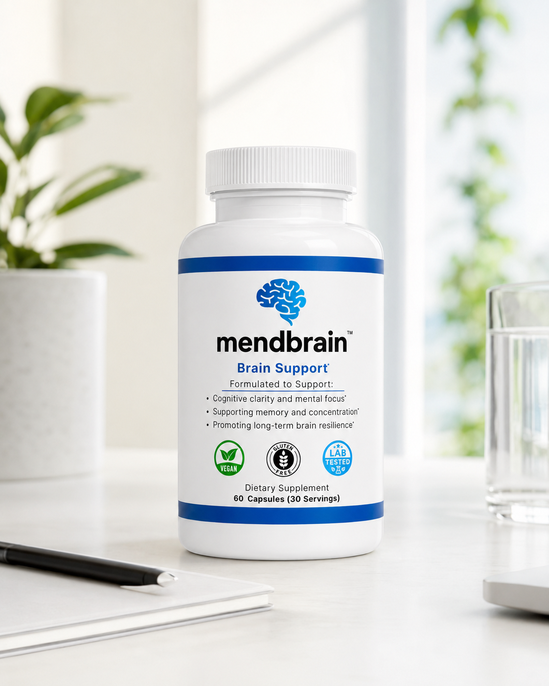 Mendbrain supplement bottle, additional product view